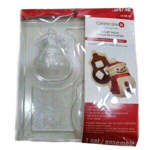 New Celebrate It 3-Part Snowman Hot Cocoa Bomb Mold Christmas Chocolate Baking